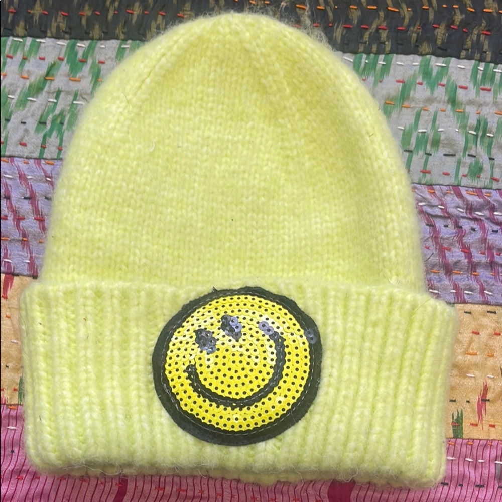 Yellow Smiley Face Kids Beanie